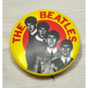 Vintage The Beatles Pinback Button Rock Music Paul John Ringo George Band Photo